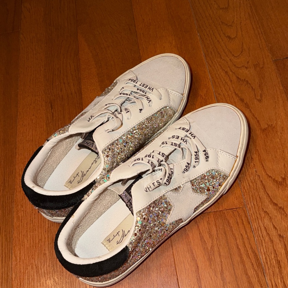 Vintage Havana Gold Glitter Sneakers with Star Detail